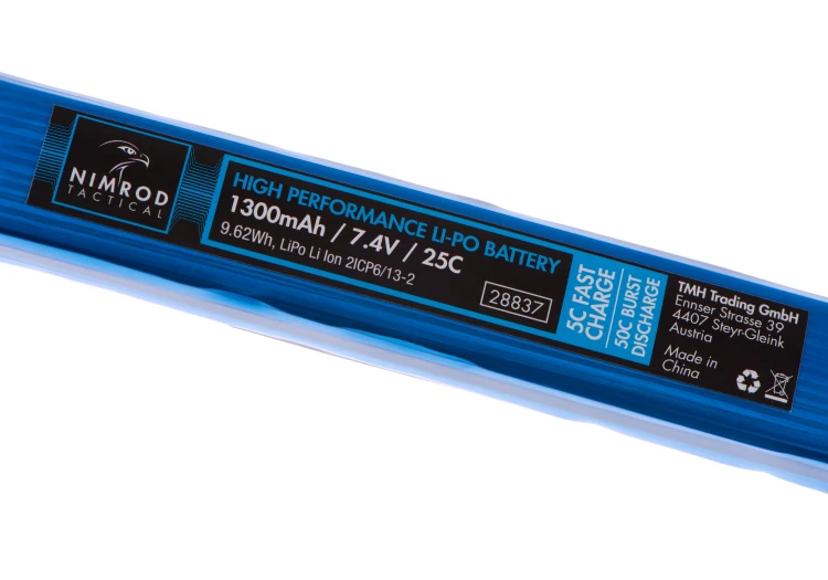 Bateria Nimrod LiPo 7.4v 1300mAh 25C Tube Type T-Deans