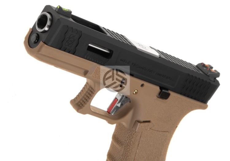 REPLIKA WE G-FORCE 17 BK SILVER BARREL METAL VERSION GBB TAN
