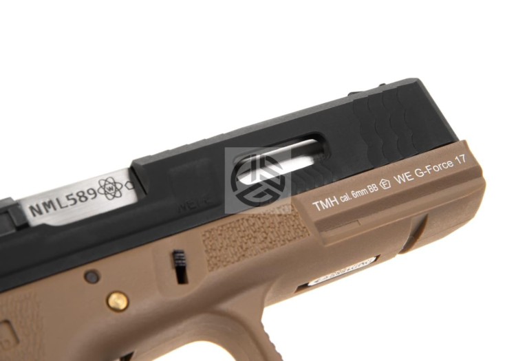 REPLIKA WE G-FORCE 17 BK SILVER BARREL METAL VERSION GBB TAN