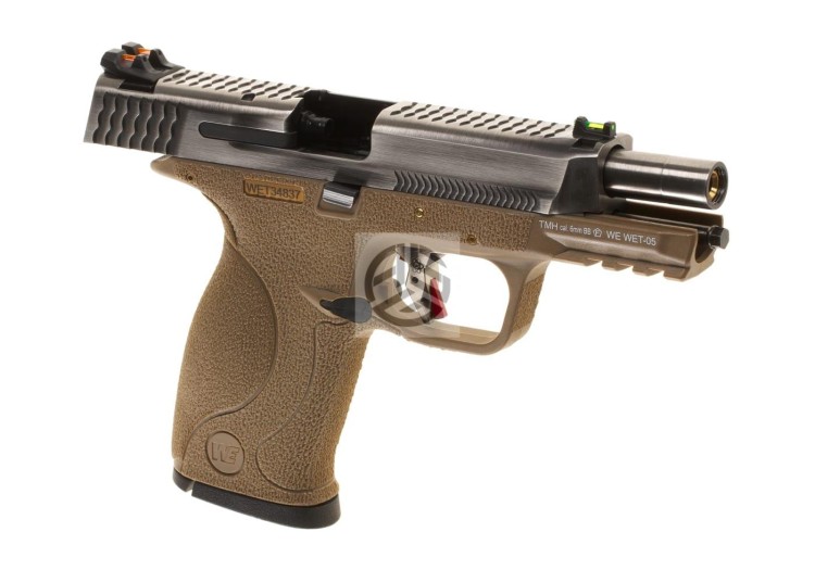 REPLIKA WE WET-05 SV SILVER BARREL METAL VERSION GBB TAN