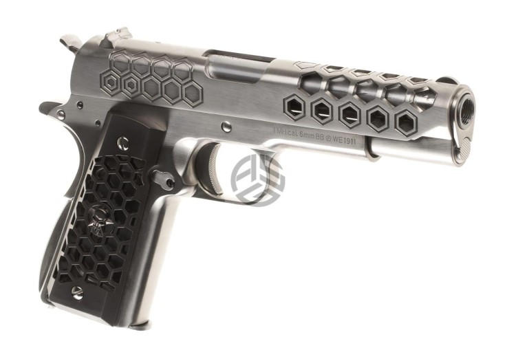 REPLIKA WE M1911 HEX CUT FULL METAL GBB SILVER