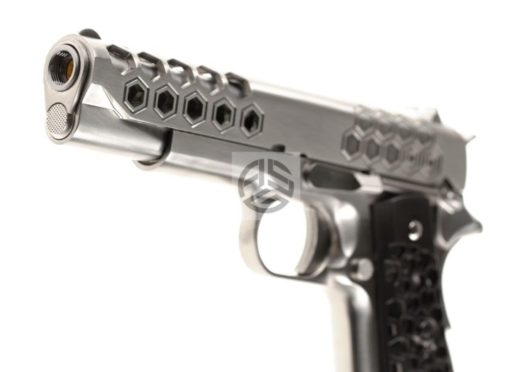REPLIKA WE M1911 HEX CUT FULL METAL GBB SILVER