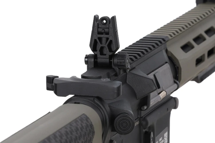 Replika Specna Arms SA-F14 Flex Gen.2 Oliwkowy - rozłożone tylne przrządy celownicze