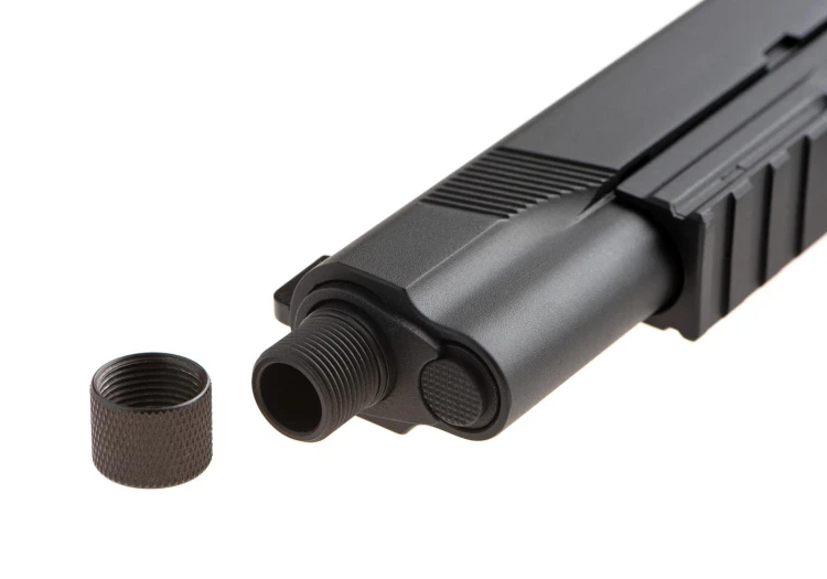 Replika KJ Works M1911 MEU TBC Full Metal Co2 Black front i gwint lufy