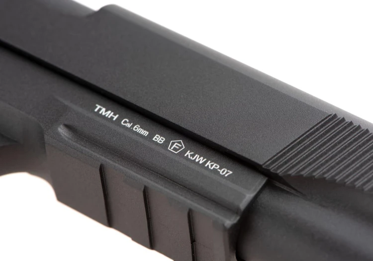 Replika KJ Works M1911 MEU TBC Full Metal Co2 Black oznaczenia