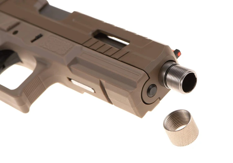 Replika KJ Works KP-13F TBC Full Auto Metal Version GBB Tan front i gwint lufy