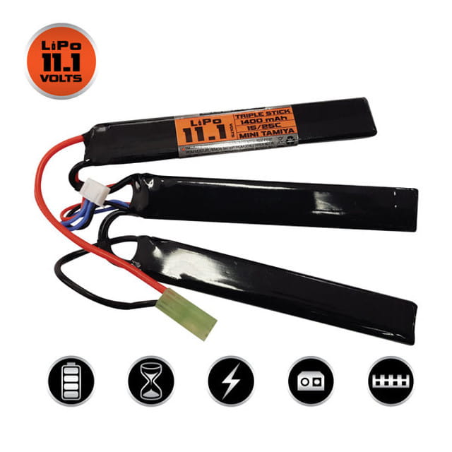 Bateria Valken Li-Po Triple Split 11.1v 1400mAh