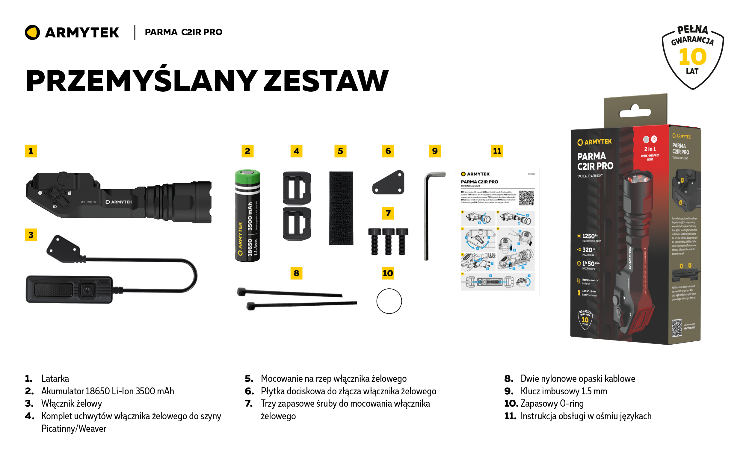 Zestaw Latarka  Armytek Parma C2IR Pro